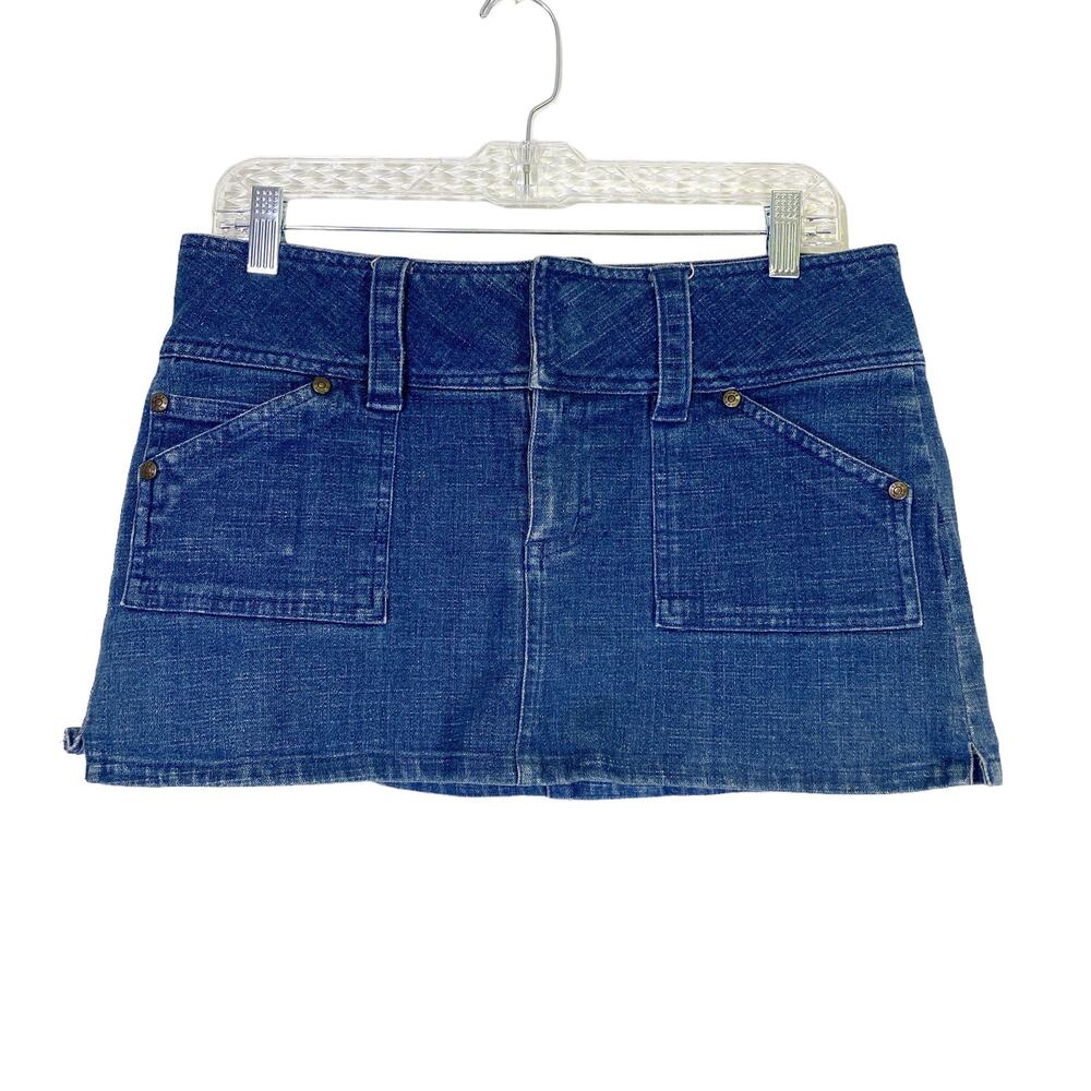 Vintage Rice Womens Size 7 Blue Denim Y2k Mini Skirt